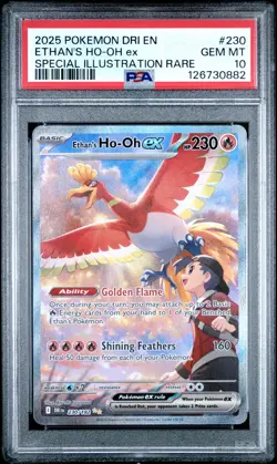 2025 POKEMON DRI EN-DESTINED RIVALS #230 ETHAN'S HO-OH EX PSA 10 - Image 1