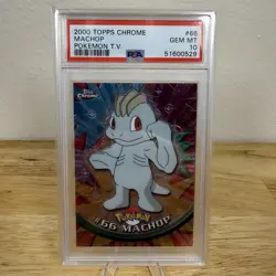 2000 Topps Chrome Pokemon TV Machop #66 PSA 10 GEM MT - Rare POP 37 Base Series - Image 1