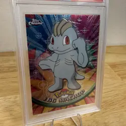 2000 Topps Chrome Pokemon TV Machop #66 PSA 10 GEM MT - Rare POP 37 Base Series - Image 3