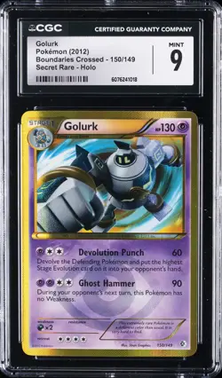 2012 POKEMON BOUNDARIES CROSSED - SECRET RARE - HOLO #150/149 GOLURK CGC 9 - Image 1