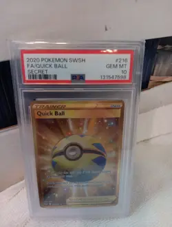 POKEMON 2020 Sword & Shield Secret Rare Trainer QUICK BALL #216 PSA 10 Gem Mint - Image 2
