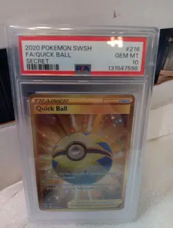 POKEMON 2020 Sword & Shield Secret Rare Trainer QUICK BALL #216 PSA 10 Gem Mint - Image 3