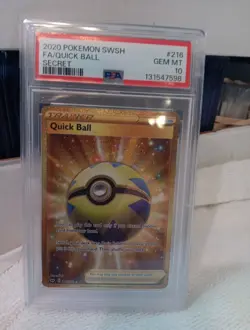 POKEMON 2020 Sword & Shield Secret Rare Trainer QUICK BALL #216 PSA 10 Gem Mint - Image 5