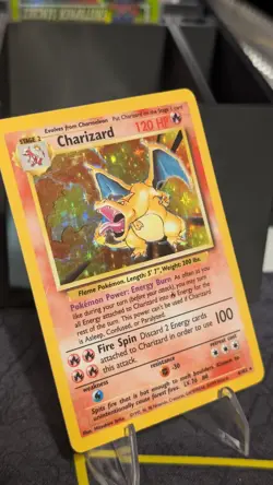 Pokemon Charizard Holo 4/102 Base Set Unlimited HP Heavily Played Vintage - Image 2