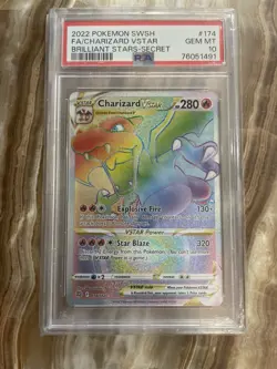 2022 POKEMON SWORD & SHIELD BRILLIANT STARS #174 FULL ART/CHARIZARD VSTAR PSA 10 - Image 1