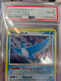 2008 POKEMON DP MAJESTIC DAWN ARTICUNO #1 HOLO PSA 8 NM #117256953 (SWIRL) - Image 3