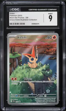 2025 Pokemon Unova Illustration Collection Alt Art Victini #208 CGC 9 - Image 1