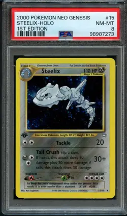 Pokemon 1st Edition HOLO 2000 STEELIX Neo Genesis PSA 8 NM-MINT - Image 1