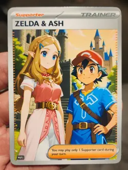 Zelda - Ash - Anime - TCG - Goddess - DIY - Full Art - Glossy - Trainer Card - Image 1