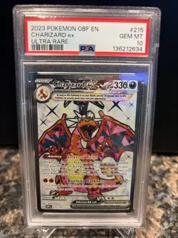 Pokemon TCG Charizard EX Sv03:Obsidian Flames Holo Ultra Rare Card 215/197 PSA10 - Image 1