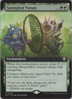 MTG Normal Springleaf Parade (Extended Art) R Commander: Lorwyn Eclipsed 39 NM - Image 1