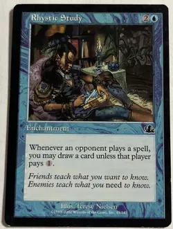 1x Rhystic Study Regular 45 Prophecy MP Moderate Play MTG Magic the Gathering - Image 1