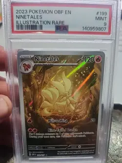 2023 POKEMON OBF EN-OBSIDIAN FLAMES ILLUSTRATION RARE #199 NINETALES PSA 9 MINT - Image 1