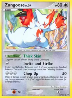 Zangoose - 66/127 - Uncommon - Reverse Holo LPTCG Pokemon - Image 1