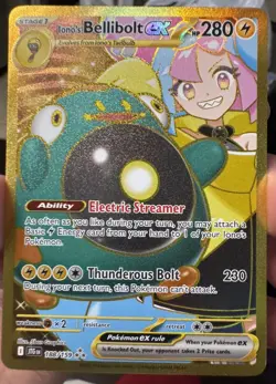 Pokemon TCG Ionos Bellibolt ex 188/159 Journey Together Gold Hyper Rare Card NM - Image 1