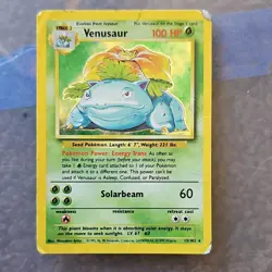 Pokemon Venusaur 15/102 Base Set Holo Rare English TCG Card HP100 1999 - Image 1