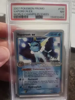 Vaporeon EX 2007 Tom Roos World Championship 110/113 Deck Regular Card PSA 7 NM - Image 1