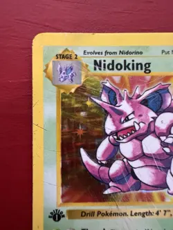 Nidoking 11/102 Holo Rare Shadowless 1st Edition Base Pokemon Card HP No Creases - Image 2