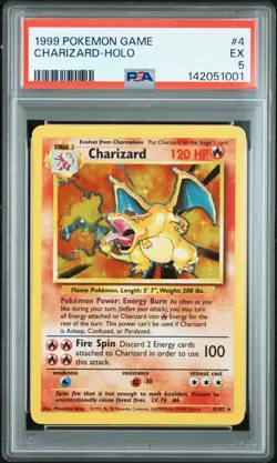 1999 Pokemon Base Set Unlimited Charizard 4/102 Holo Rare PSA 5 EX English WOTC - Image 1