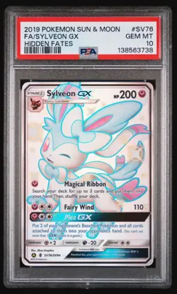 2019 POKEMON SUN & MOON HIDDEN FATES #SV76 FULL ART/SYLVEON GX PSA 10 - Image 1
