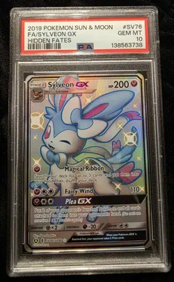 2019 POKEMON SUN & MOON HIDDEN FATES #SV76 FULL ART/SYLVEON GX PSA 10 - Image 4