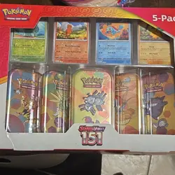 Pokemon Scarlet & Violet 151 Mini Tin 5-Pack Kit Foil Booster Pikachu Bulbasaur - Image 1
