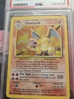 1999 Pokemon Base Set Holo Charizard #4 PSA 4 - Image 2