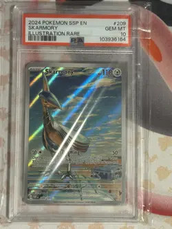 PSA 10 2024 Pokemon Ssp En-Surging Sparks 209/191 Skarmory Illustration Rare - Image 1