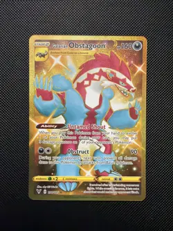 Galarian Obstagoon 198/185 Vivid Voltage Holo Secret Rare Gold Pokemon TCG NM - Image 1
