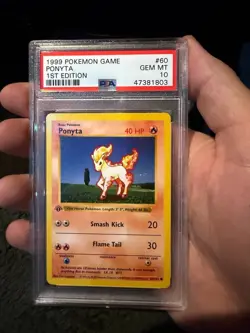 Pokemon PSA 10 GEM MINT Ponyta 1st Edition Base Set Shadowless 1999 Card 60/102 - Image 1