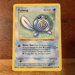 Pokemon TCG Poliwag Base Set, Shadowless Common Card 59/102, NM/LP Condition - Image 1