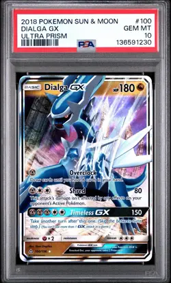 2018 POKEMON SUN & MOON ULTRA PRISM #100 DIALGA GX PSA 10 - Image 1