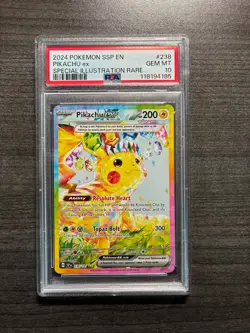 2024 POKEMON Card SSP EN-SURGING SPARKS SPECIAL ILLUSTRATION PIKACHU EX PSA 10 - Image 1