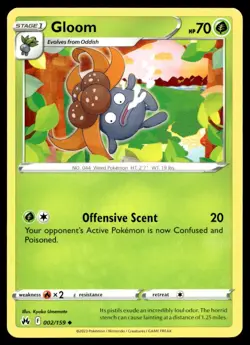 Gloom 2/159 Pokemon Card Crown Zenith Uncommon 70 HP Near Mint C50 - Image 1