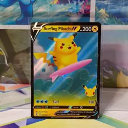 Pokemon TCG Surfing Pikachu V Celebrations 008/025 Ultra Rare Full Art Holo - Image 1