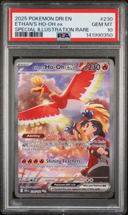 2025 POKEMON DRI EN-DESTINED RIVALS #230 ETHAN'S HO-OH EX SIR PSA 10 - Image 1