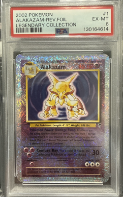 2002 POKEMON LEGENDARY COLLECTION #1 ALAKAZAM-REVERSE FOIL PSA 6 - Image 1