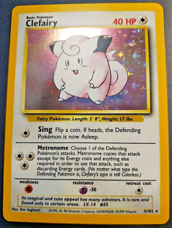 1999 Pokemon Base Unlimited #5 Clefairy HOLO Rare Pokemon Gaming - Image 1