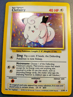 1999 Pokemon Base Unlimited #5 Clefairy HOLO Rare Pokemon Gaming - Image 3