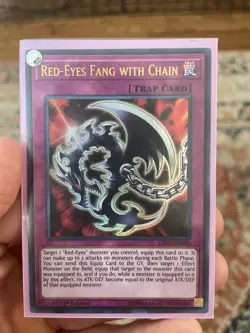 Yu-Gi-Oh! Red-Eyes Fang with Chain Trap Card LEDU 1st Edition LEDU-EN004 - Image 3