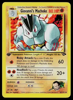 Pokemon Card Giovanni's Machoke 42/132 Gym Challenge 1st Edition - Image 1