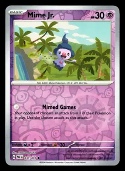 Mime Jr. 031/091 Paldean Fates NM Reverse Holo Pokemon Card TCG - Image 1