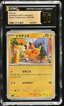 ⚡⚡ CGC 10 Pristine Pikachu 055/190 Shiny Treasure sv4a Pokemon Card - Image 1