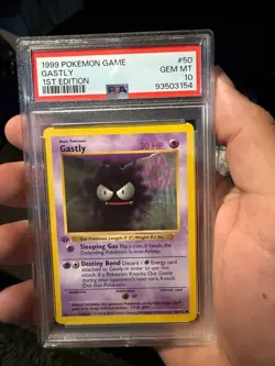 Base Set 1st Edition GASTLY #50/102 PSA 10 GEM MINT 1999 Pokemon Card Game - Image 1