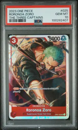 2023 ONE PIECE ULTRA DECK ST10-THE THREE CAPTAINS #025 RORONOA ZORO PSA 10 - Image 1