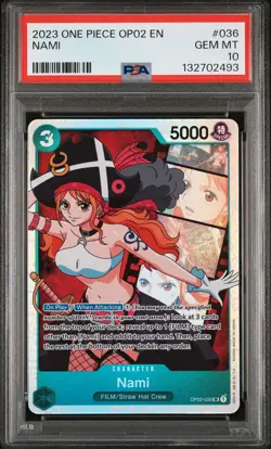 2023 ONE PIECE OP02-PARAMOUNT WAR #036 NAMI PSA 10 - Image 1
