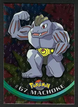 1999 Topps TV Series #67 Machoke Flames Card Pokemon TCG Foil Black Label - Image 1