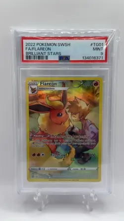 2022 POKEMON SWORD & SHIELD BRILLIANT STARS #TG01 FULL ART/FLAREON PSA 9 - Image 1