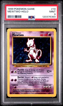 1999 POKEMON BASE SET UNLIMITED #10 MEWTWO-HOLO PSA 9 - Image 1