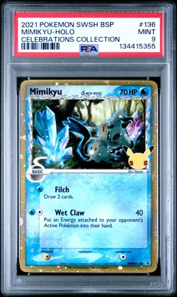 2021 POKEMON SWSH BLACK STAR PROMO CELEBRATIONS COLL #136 MIMIKYU-HOLO PSA 9 - Image 1